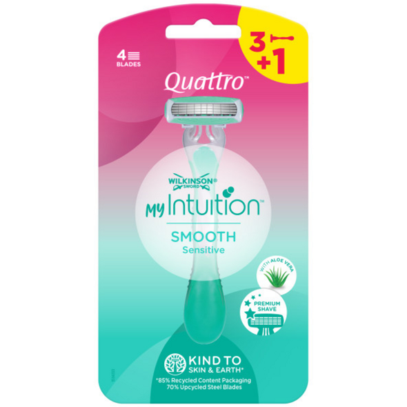 WILKINSON QUATTRO MY INTUITION 3 RASOI+ 1 USA&GETTA SMOOTH SENSITIVE DONNA