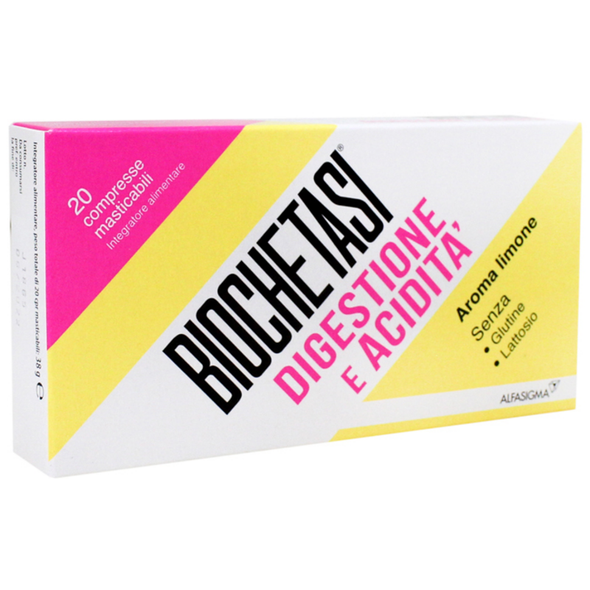 BIOCHETASI DIGESTIONEeACIDITA'20 COMPRESSE MASTICABILI INTEGRATORE ALIMENTARE
