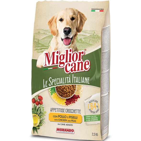MIGLIOR CANE LE SPECIALITA' ITALIANE CROCHETTE CON POLLO e PISELLI SACCO 2,5 KG