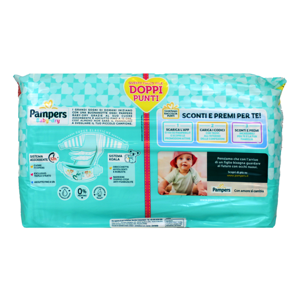 PAMPERS BABY DRY 3 MIDI 4-9 KG 20+20 PEZZI PACCO DOPPIO