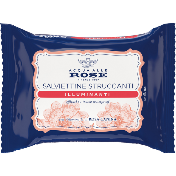 ACQUA ALLE ROSE 20 SALVIETTE STRUCCANTI ILLUMINANTI CON VITAMINA C DI ROSA CANINA