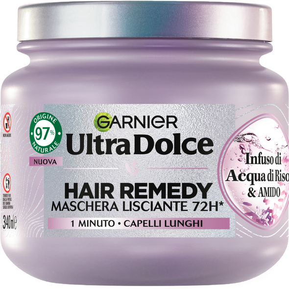 ULTRA DOLCE MASCHERA CAPELLI LISCIANTE INFUSO DI ACQUA DI RISO & AMIDO CAPELLI LUNGHI 340 ML 
