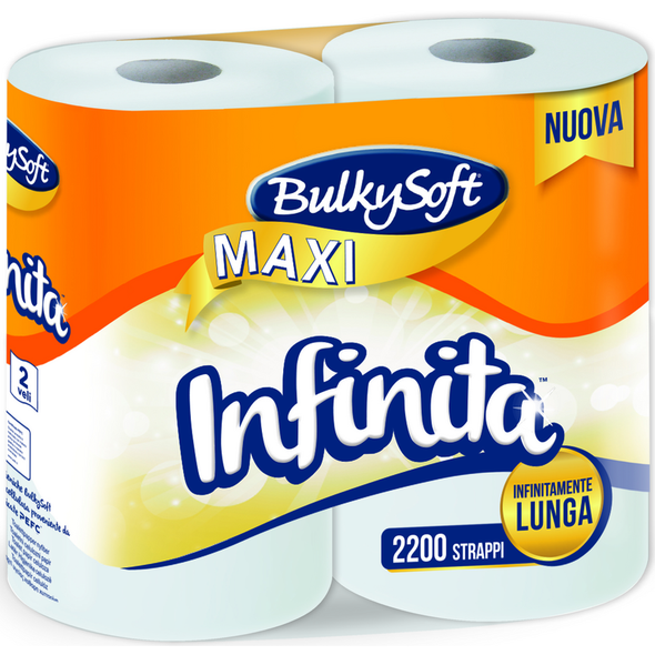 BULKYSOFT IGENICA INFINITA MAXI 4 ROTOLI 2 VELI 550 STRAPPI A ROTOLO