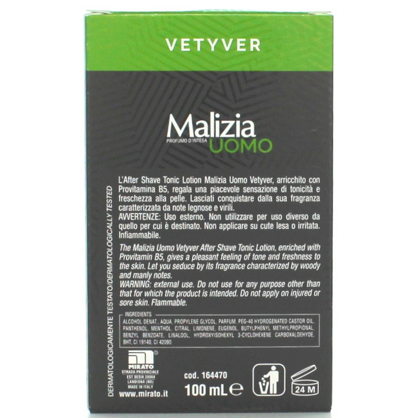 MALIZIA UOMO AFTER SHAVE TONIC LOTION VETYVER 100 ML DOPOBARBA