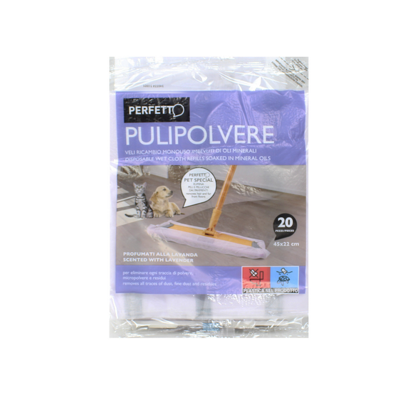 PERFETTO CONFEZIONE RICAMBI 20 RETINE CM.45X22"IL PULIPOLVERE"LAVANDA