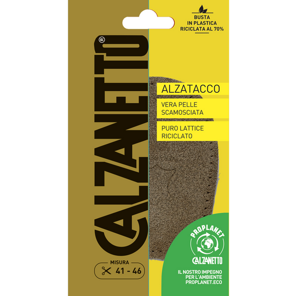 CALZANETTO ALZATACCO VERA PELLE SCAMOSCIATA PURO LATTICE RICICLATO PROPLANET 1 PAIO MISURA 41-46 UOMO    
