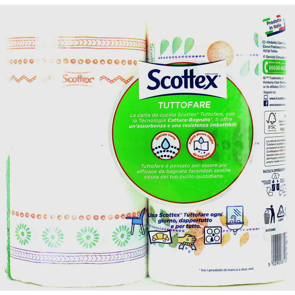 SCOTTEX CARTA CUCINA ASCIUGATUTTO TUTTOFARE 2 MAXI ROTOLI