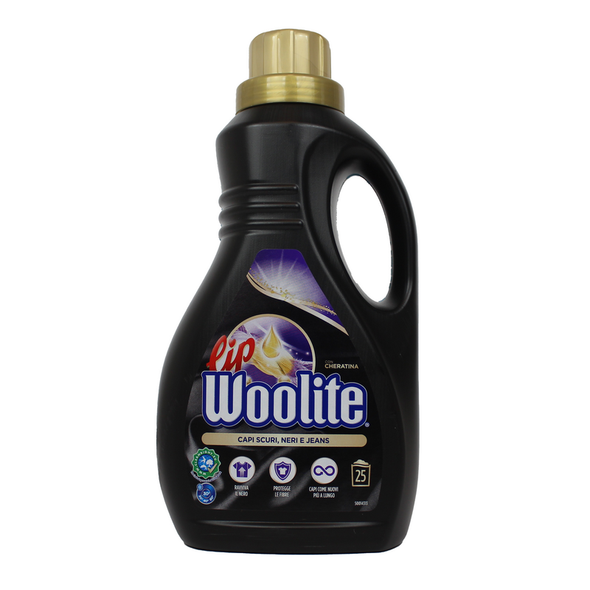 LIP WOOLITE DETERSIVO BUCATO A MANO E LAVATRICE LIQUIDO NOIR CAPI SCURI, NERI E JEANS 25 LAVAGGI 1,5 LITRI