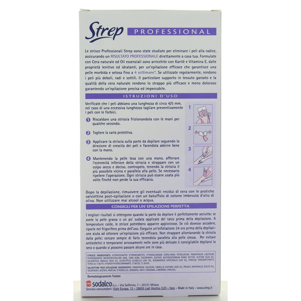 STREP 12 STRISCE DEPILATORIE CORPO VITAMINA E PROFESSIONALI. 