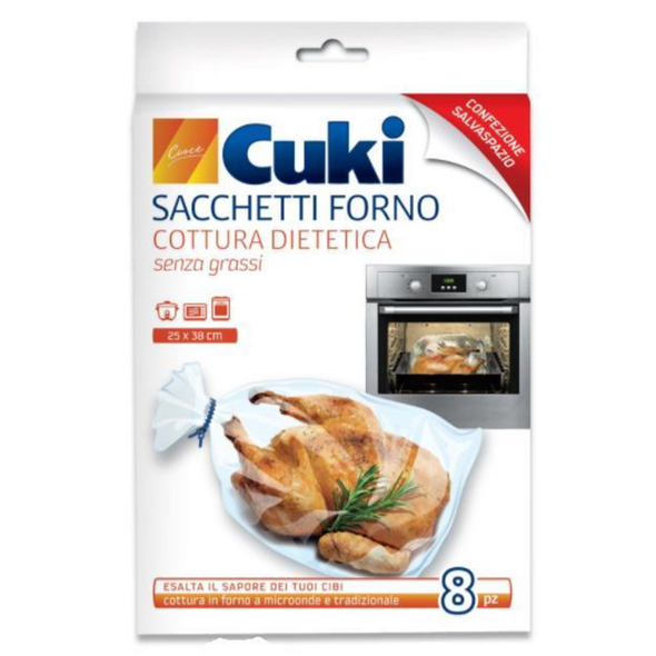 CUKI SACCHETTI FORNO COTTURA DIETETICA - 8 SACCHETTI - CM 25x38  MICROONDE E TRADIZIONALE