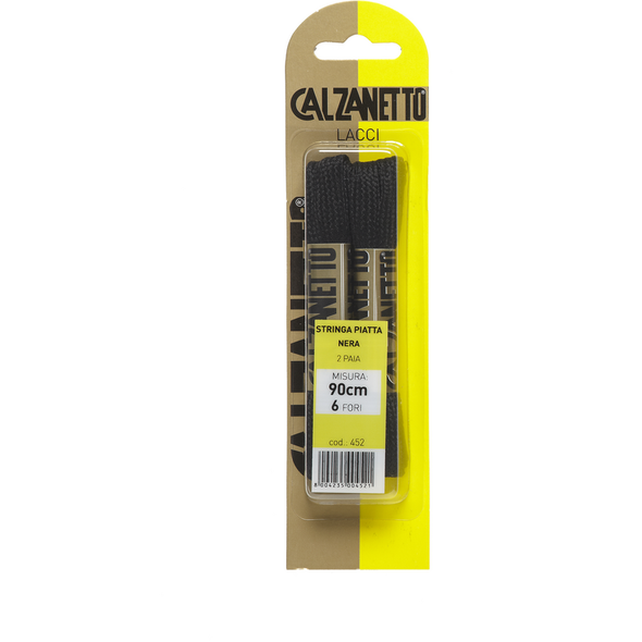 CALZANETTO STRINGA PIATTA CM.90 2 PAIA NERO 