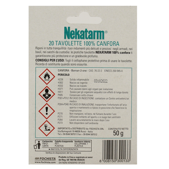 NEKATARM 100% CANFORA 20 TAVOLETTE BLISTER 50 grammi