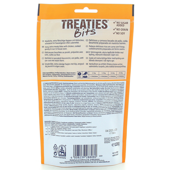 VITAKRAFT CANE TREATIES BITS CON POLLO BUSTA 120 grammi