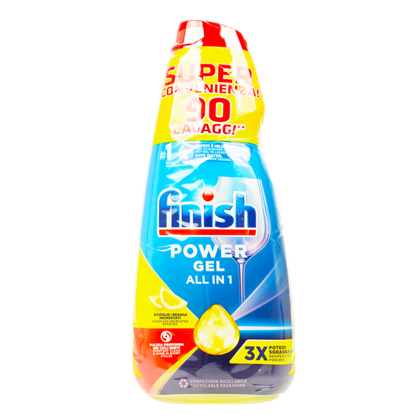 FINISH GEL PER LAVASTOVIGLIE POWER LEMON 90 LAVAGGI (ML 600 x 3 PEZZI) 