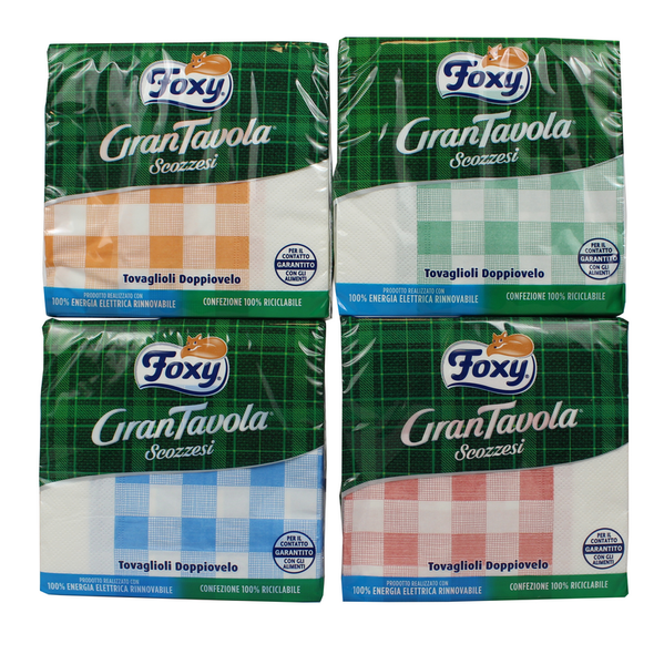 FOXY GRAN TAVOLA 42 TOVAGLIOLI 32x32,5 2 VELI CARTA SCOZZESE ASSORTITI