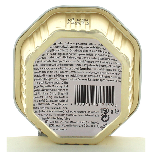 CESAR POLLO & MISTO DI VEDURE VASCHETTA 150g