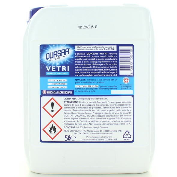 QUASAR VETRI TANICA 5 LITRI TANICA FORMATO PROFESSIONALE 