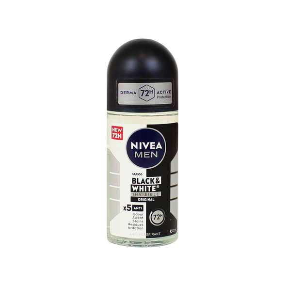 NIVEA FOR MEN DEODORANTE ROLL ON INVISIBLE BLACK&WHITE 50 ML