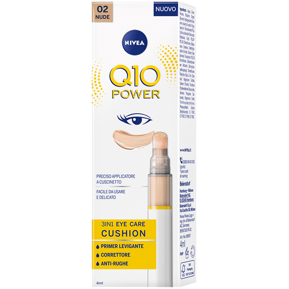 NIVEA VISO Q10 POWER 3in1 EYE CARE CUSHION 02 NUDE APPLICATORE A CUSCINETTO 4 ML