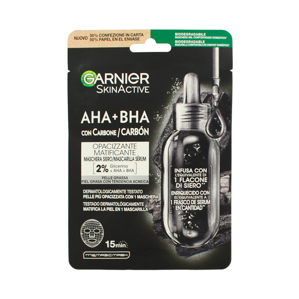 GARNIER SKIN ACTIVE AHA + BHA MASCHERA SIERO CON CARBONE 28 gr