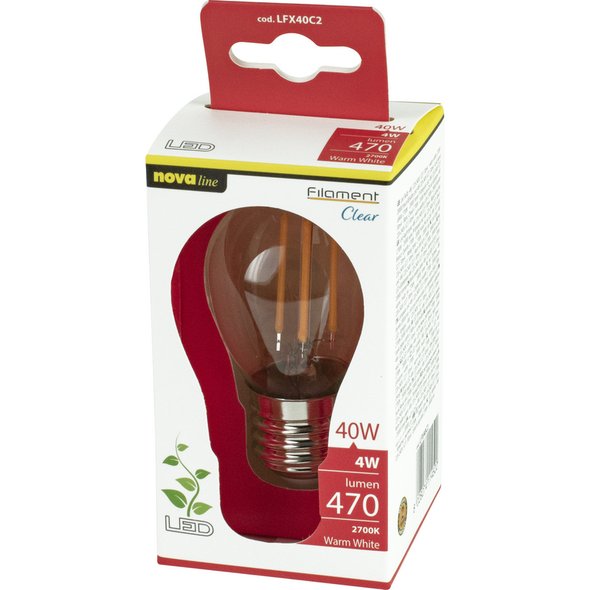 NOVA LINE LAMPADINA LED FILAMENTO SFERA 4W = 40W E27 LUCE CALDA LUMEN 470 2700K