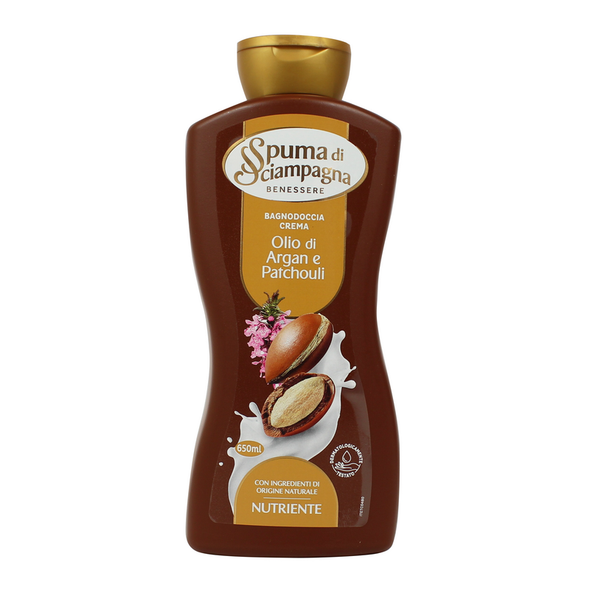 SPUMA DI SCIAMPAGNA BAGNODOCCIA CREMA OLIO DI ARGAN e PATCHOULI NUTRIENTE 650 ML