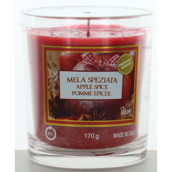 PETALI CANDELA PROFUMA AMBIENTI MELA SPEZIATA IN BICCHIERE DURATA 45h 170 grammi 