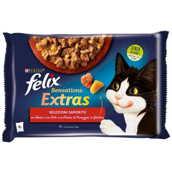 FELIX SENSATIONS EXTRA 4 BUSTE 85 GRAMMI 2 MANZO 2 POLLO