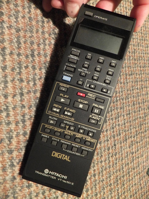 Hitachi VT-RM501E VTRM501E VCR Remote Control 5618601 for VT588E etc.
