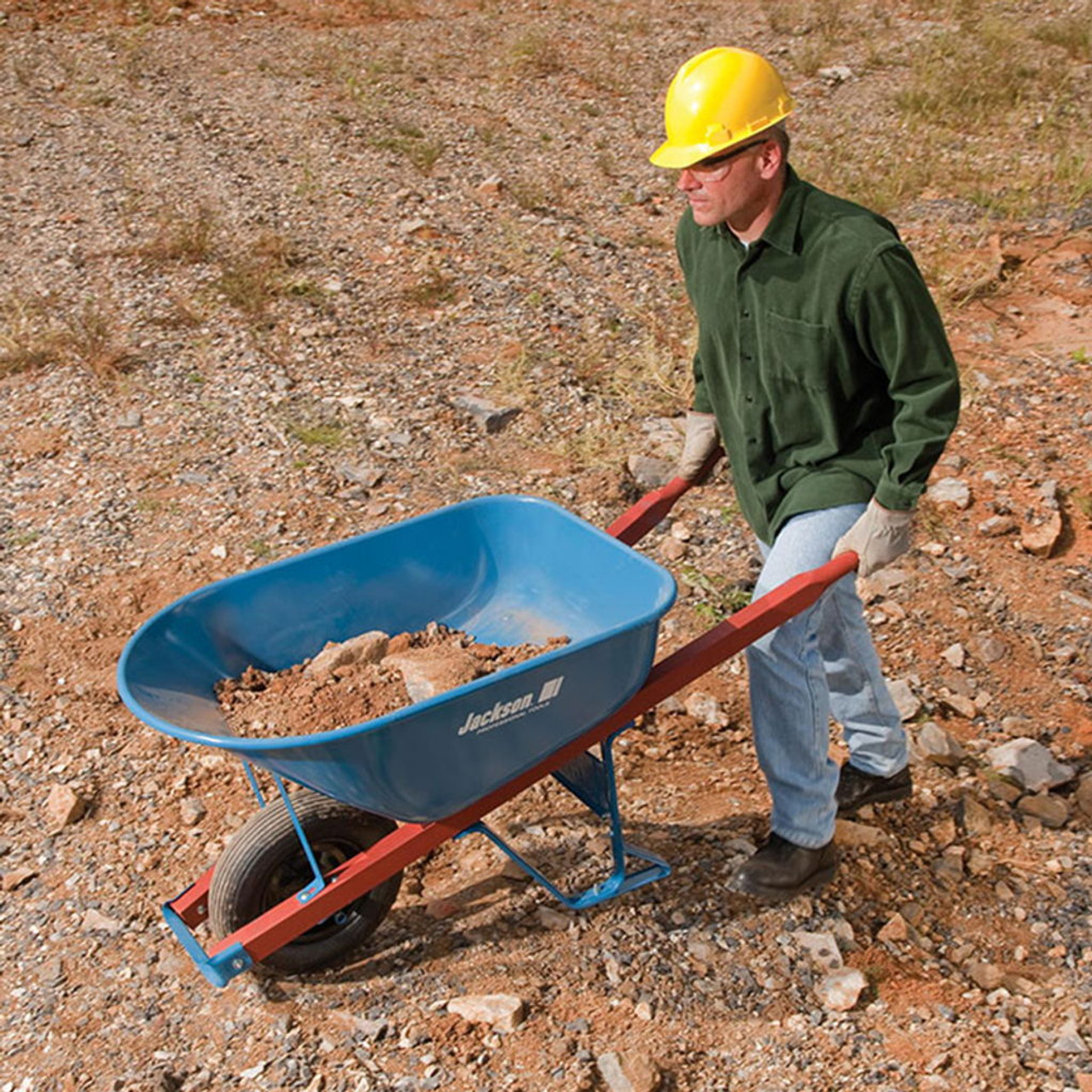 Jackson 6 Cu. Ft. Heavy Duty Steel Wheelbarrow Blue