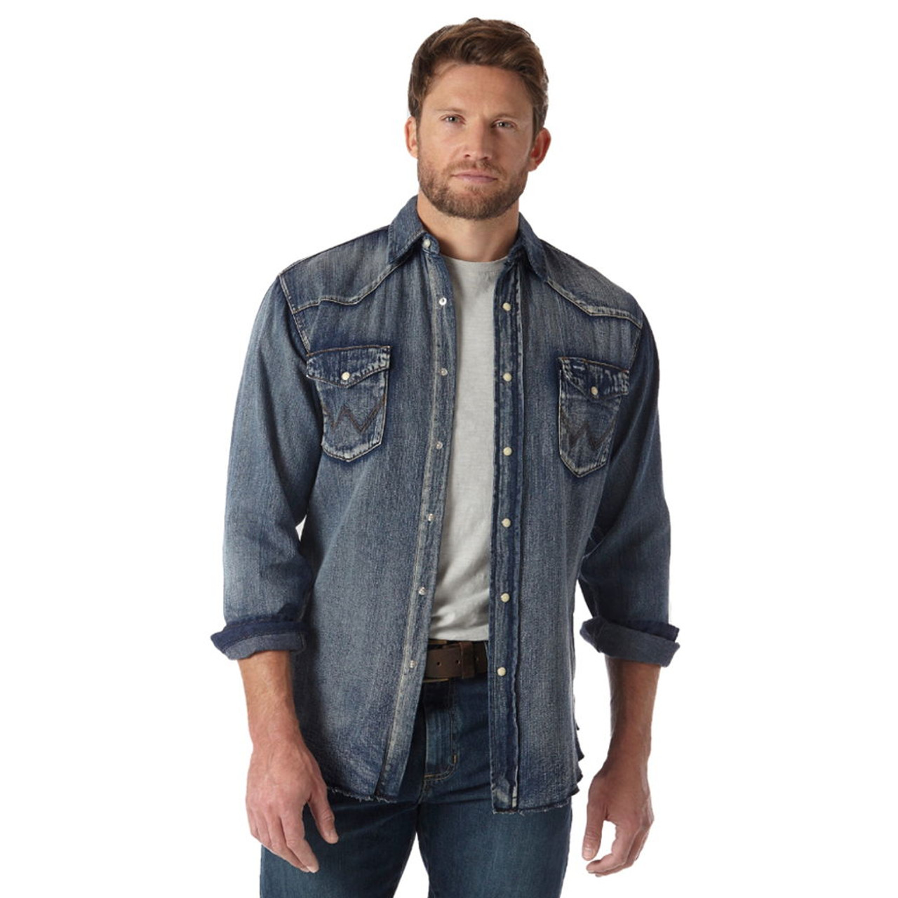 Shane Men's Long-Sleeve Denim Shirt in Indigo Plaid - BM22937