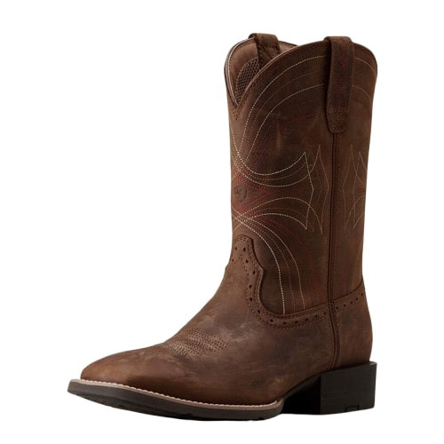 Ariat Men's Sport Wide Square Toe Western Boots Distressed Brown