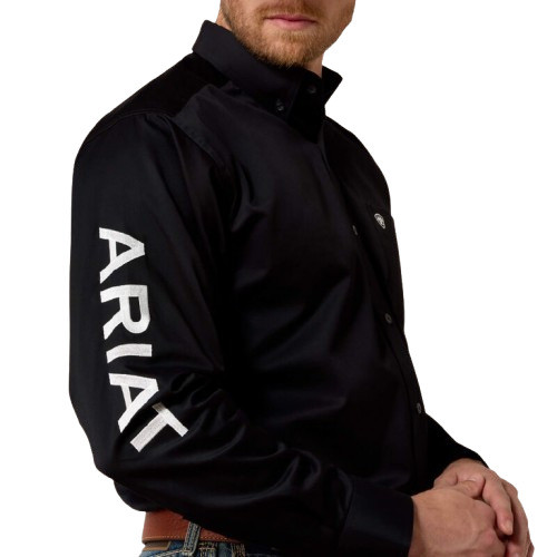 Ariat Men's Black Cotton Long Sleeve Team Logo Twill Classic Fit Shirt