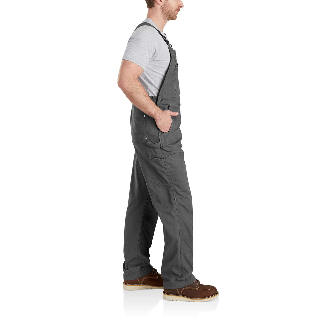 Carhartt Men's Rugged Flex Relaxed Fit Canvas Bib Overall - Gravel