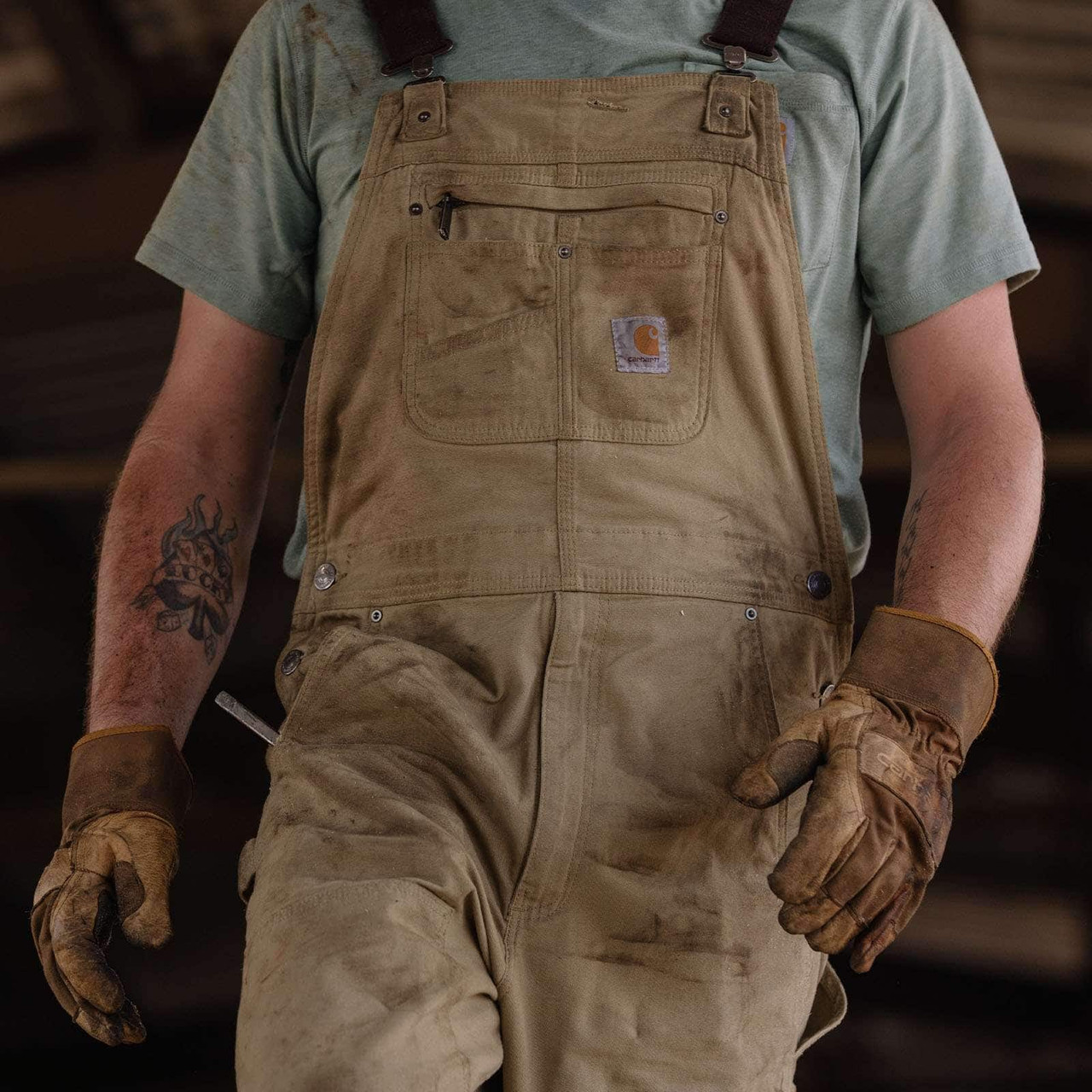 【定価25,300円】carhartt BIB OVERALL サイズ30 Carhartt Men's Rugged Flex Relaxed Fit Canvas Bib Overall - Gravel