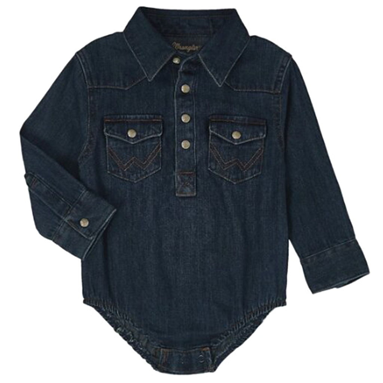 Wrangler Baby Boy Long Sleeve Bodysuit - Denim