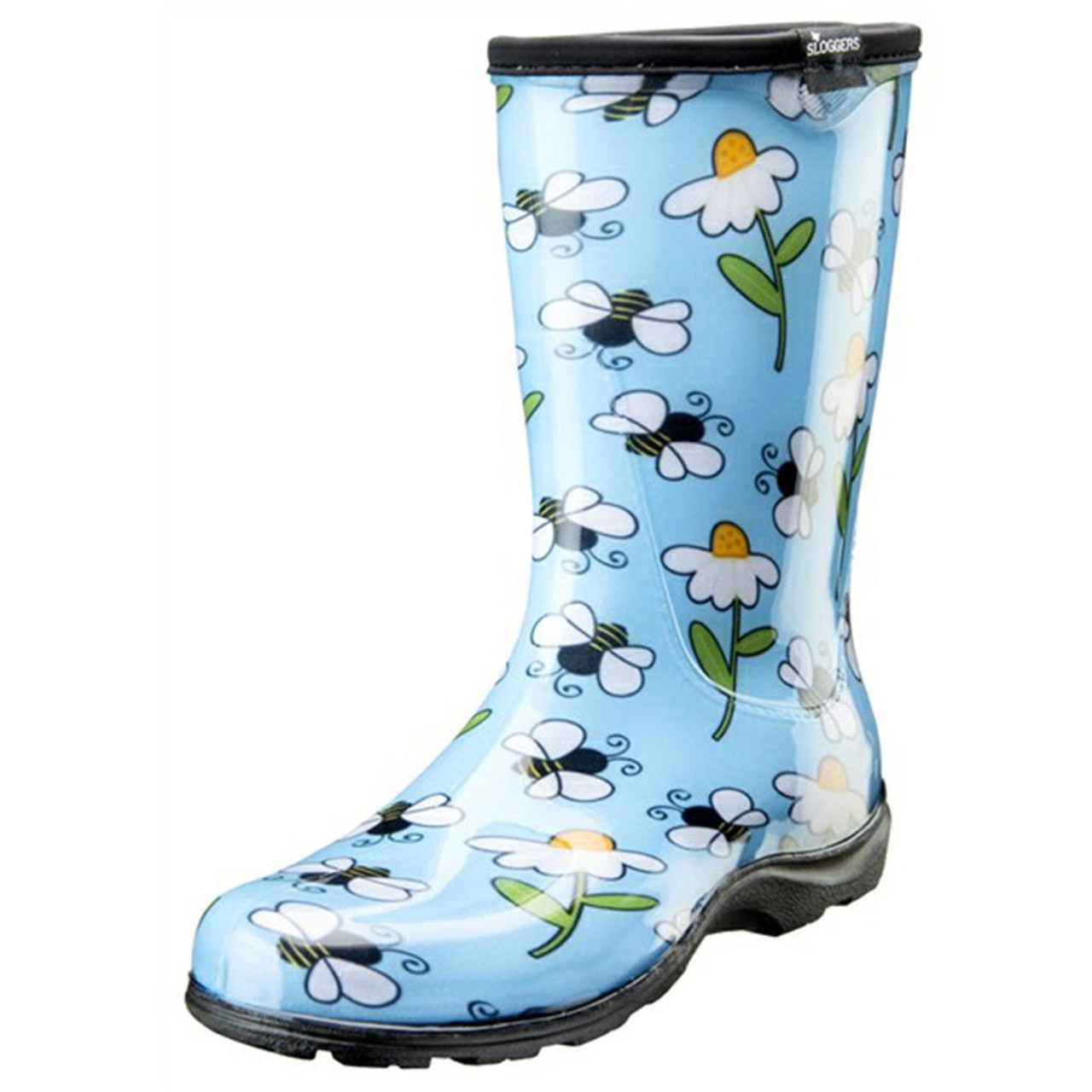 Sloggers Women s Rain and Garden Blue Bees Boots Light Blue