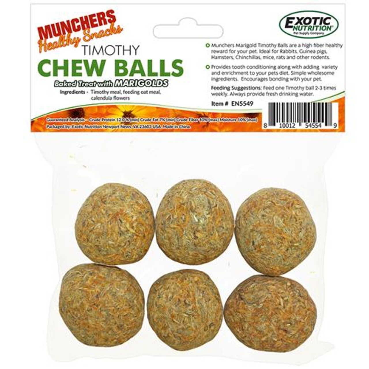Exotic Nutrition Munchers Marigold and Timothy Chew Balls - 3 oz