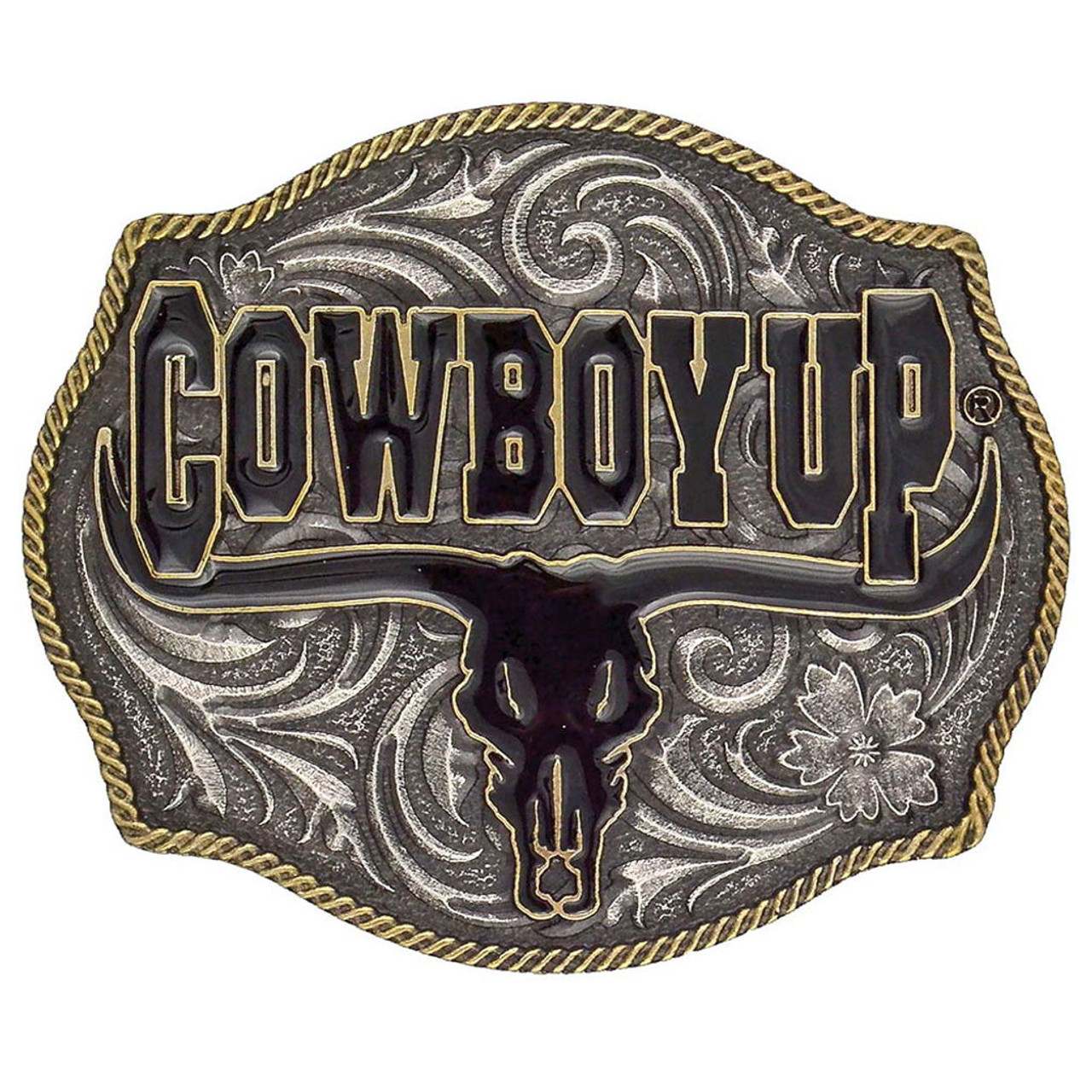 Montana Silversmiths Cowboy Up Bull Buckle - 3/4