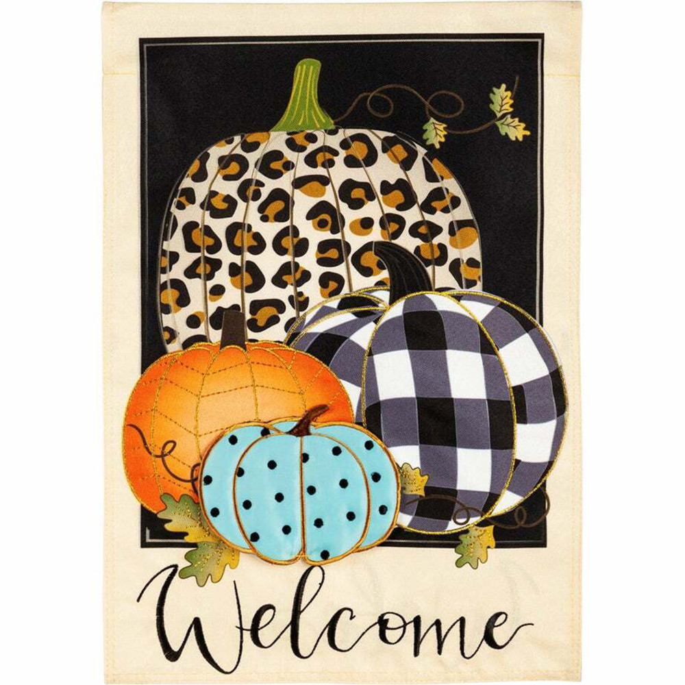 Evergreen Enterprises Mixed Print Pumpkins House Linen Flag