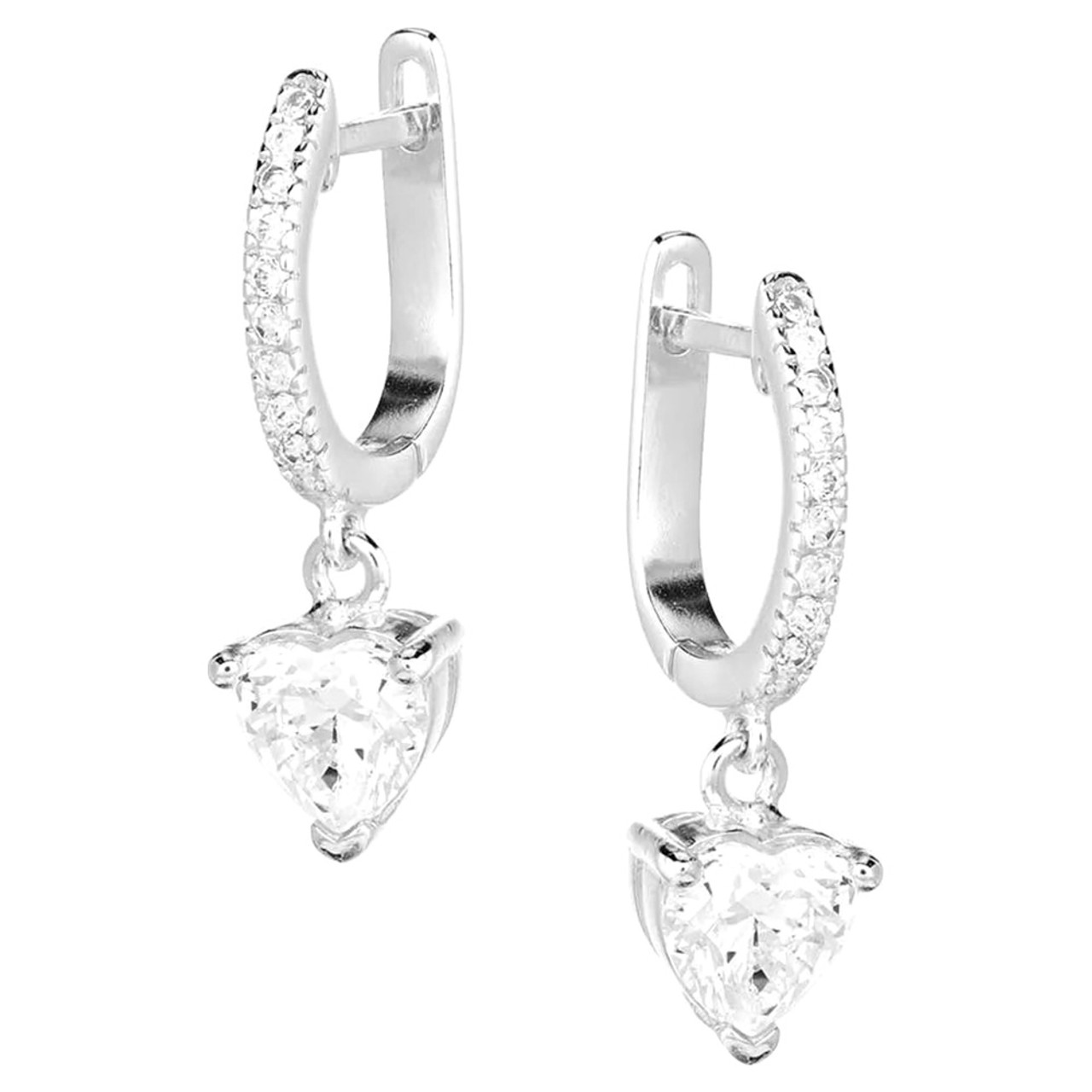 Heart Shaped Blue Swarovski Crystal Silver Earrings
