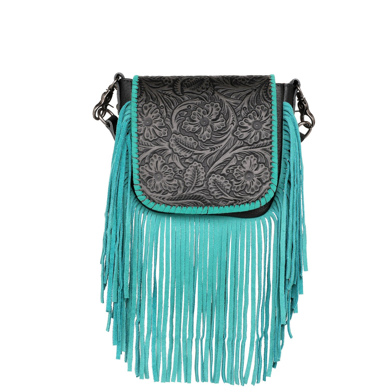 Western Genuine Leather Fringe Crossbody Bag Leather Fringe 