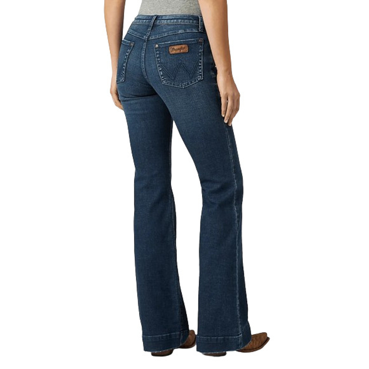 ◆Wrangler◆ Wide Leg Fit Denim Pants Indigo Medium Wrangler Women Mae Sophia Mid Rise Wide Leg Trouser Jean - 7/34