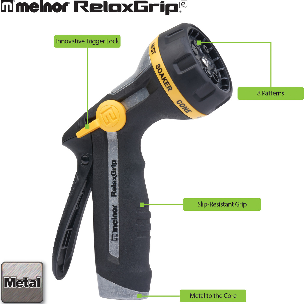 Melnor RelaxGrip Metal 8-Pattern Nozzle - Thumbnail 5
