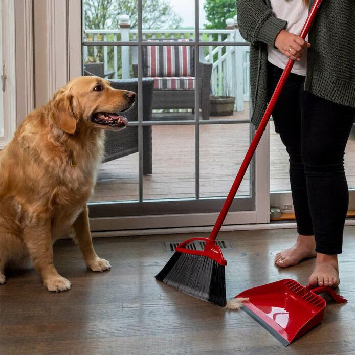 O-Cedar PowerCorner Pet Pro Broom & Step-On Dust Pan Set