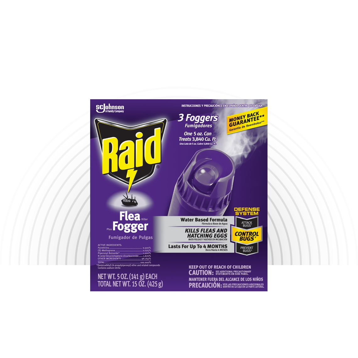 Raid Flea Killer Plus Fogger Kills fleas and hatching eggs - 5 oz