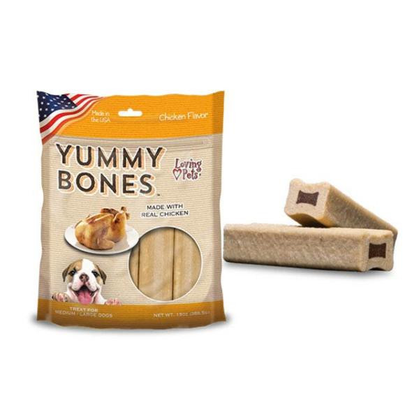 Loving Pets Chicken Flavored Yummy Bones Treats for Dogs