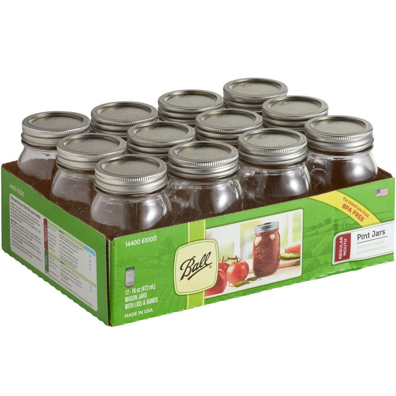 Ball Wide Mouth Pint Mason Jars, 16 oz, Set of 12