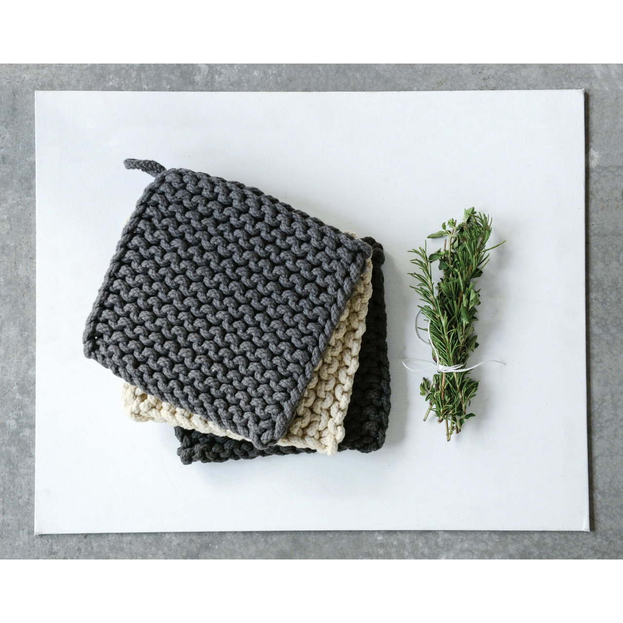 Neutral Cotton Crocheted Pot Holder