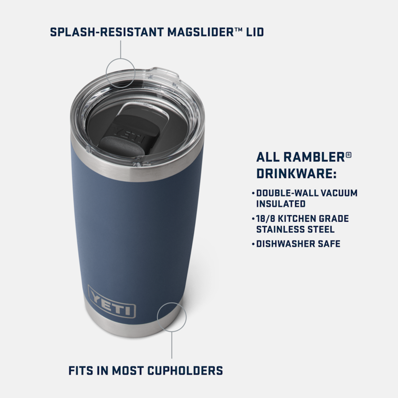 YETI Rambler 20 oz Stainless Steel Vacuum Insulated Tumbler with
